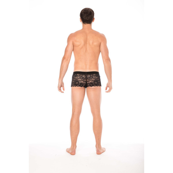 Boxer noir en dentelle délicate 